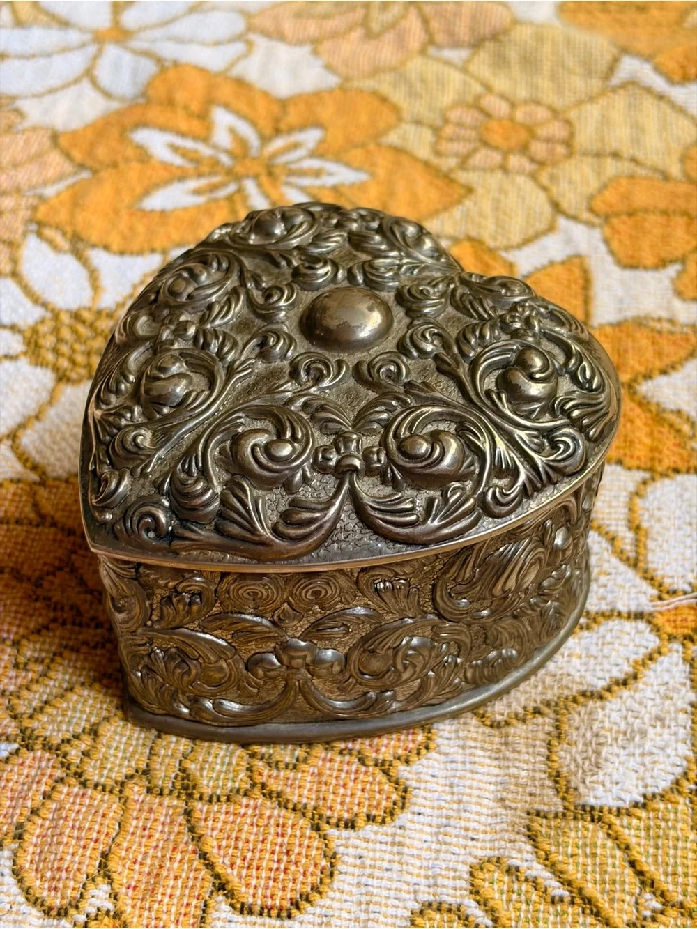 🧿✨ Vintage 1980s Silver Heart Trinket Box ✨🧿